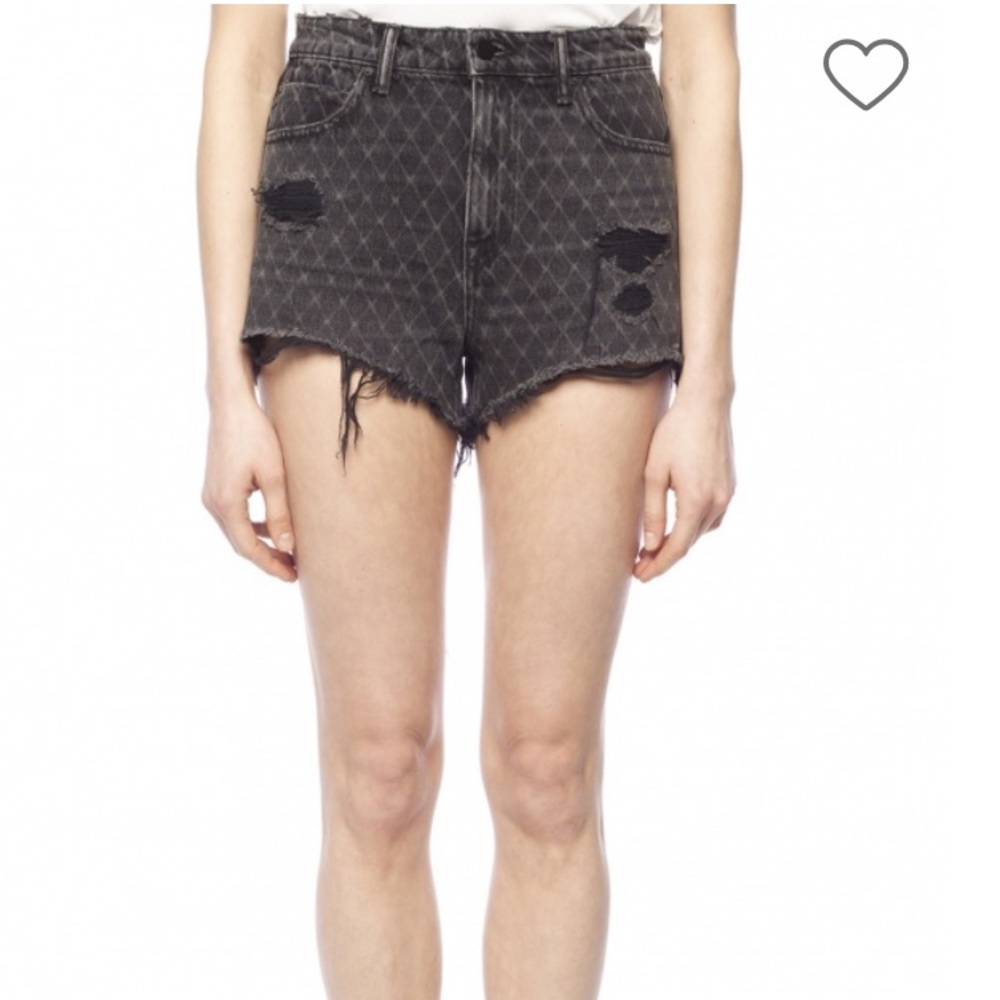 Alexander Wang Bite Denim Black Fishnet Print Cutoff Shorts